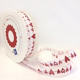 Купить недорого   Тесьма с печатным рисунком "Гирлянда из красных сердец", ширина 15мм, Acufactum, 35119-01  в интернет магазине Фэмили хоби