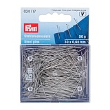 Булавки для шитья 30*0,60мм, сталь, серебристый, 50г в упаковке (банка на блистере), Prym, 024117