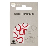 Маркер для вязания "amicolle", сердце, размер 5*6,5мм, пластик, красный, Tulip, AC-007e