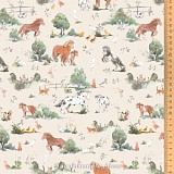 Ткань "Лошади летом", ширина 145см, 100% хлопок, Acufactum, 3523-903