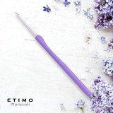 Крючок для вязания с ручкой "ETIMO Murasaki" 3,5мм, алюминий/пластик, фиолетовый, Tulip, TEM-060e