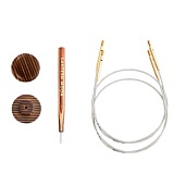 Тросик для съемных спиц Lantern Moon, длина 20(40)см-2шт, заглушки 2шт, ключик, KnitPro, 350610