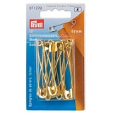 Булавки английские со спиралью 57мм, латунь нержавеющая, золотистый, 12шт в упаковке, Prym, 071279