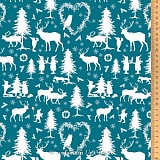 Ткань "Лес гнома. Бирюзовый", ширина 145см, 100% хлопок, Acufactum Ute Menze, 3523-838